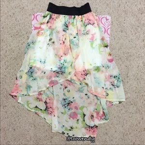 Charlotte Russe High Low Floral Chiffon Skirt